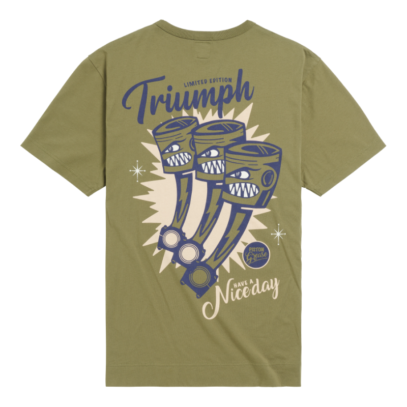 Triple Graphic T shirt in Olive Green Green Triumph Heritage